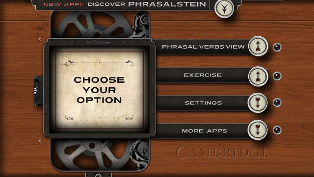 Phrasal Verb Machine Liteのメニュー画面