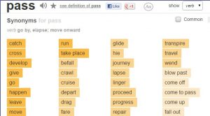 英単語Passの同義語をオンライン英英辞典で調べる
